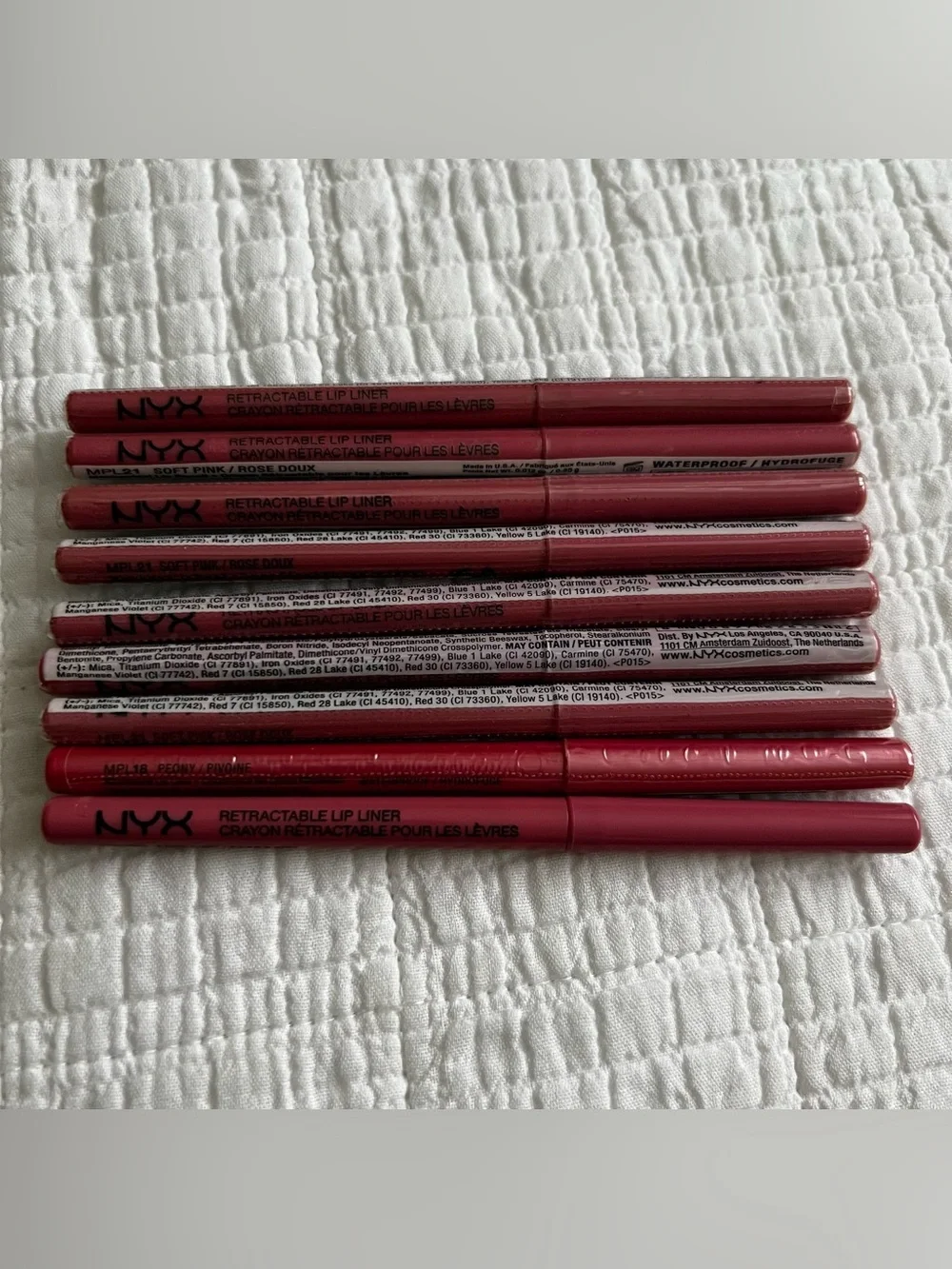 (Bundle of 9) NYX Retractable Lip Liner in Soft Pink & Peony
